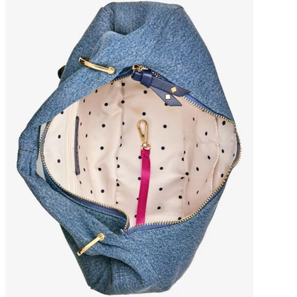 Macy's On 34th denim top handle hobo crossbody bag - Denim Blue - Picture 15 of 16